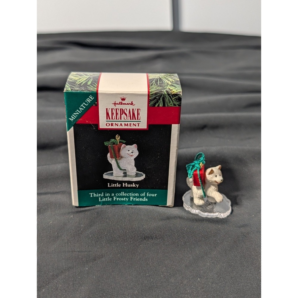 1990 Hallmark Keepsake Miniature Ornament Little Husky Dog‎ Third in Collection